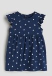 Flounce-trimmed Jersey Dress - Blue