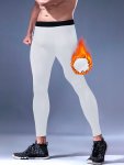 Men's Thermal Compression Tights Solid Color Sports Leggings Active Quick-dry High Elastic Breathable Pants For Outdoor Running