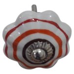 Pumpkin Ceramic Drawer Knob Red Strips 6CM