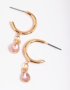 Goldair Gold Pink Stone Huggie Hoop Earrings