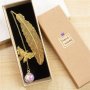 Elegant Metal Feather Bookmark With Preserved Dried Flower And Butterfly Pendant Handmade Chinese Style Teacher Gift