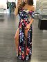 Boho Floral Print Romper With Overskirt Sexy Off Shoulder Romper Jumpsuit With Skirt Women's Clothing