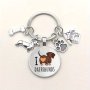 I Love Dachshunds Keychain Cute Animal Dog Tag Alloy Key Chain Ring Purse Bag Backpack Charm Pet Lovers Dog Mom Dad Gift