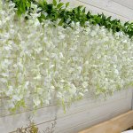 16 Branches Wisteria Hanging Flowers 219.46 Cm Artificial White Wisteria Vine Silk Wisteria Flowers Garland For Wedding Arch Par