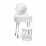 Elegant Bedroom Vanity With Cushioned Stool