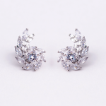 Silver Crystal Stud Earrings - Clear Crystal