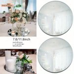 5PCS Wedding Mirror Tray 8-INCH Round Mirror Candle Board Wedding Table Centerpiece Decorations Baby Shower Mirror Decoration Tr