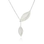 Organic Leaf Lariat - 18KT White Gold Vermeil