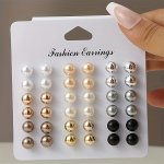 18PAIR Faux Pearl Earrings Set Elegant & Simple Style Women's Daily Casual Wear Fashion Jewelry Assorted Colors