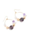 Goldair Gold Pearl Marbled Purple Beaded Drop Earrings