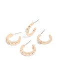 Goldair Gold Diamante Hoop Earrings 2-PACK