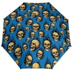 Cwecvwe Portable 3-FOLD Auto Umbrella Reinforced Frame Black Lining Cute Printed Design With Pouch Durable Gear For Men Women Va