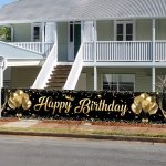 1PC Happy Birthday Banner Black And Golden Party Decoration For Birthday Party Decoration Black Birthday Party Supplies Birthday