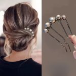 1PC Fashion U-shaped Hair Pin With Rhinestone And Faux Pearls Zinc Alloy Hair Comb For Parties Holiday And Daily Use For Girls