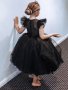 Girls Butterfly Sleeves Mesh Tutu Princess Dress Gown Piano Performance Dress Wedding Flower Girls For Evening Birthday Party Kids Summer Clothes