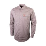 Mens Twill Vented Long Sleeve Shirt Khaki - 5XL