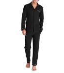 David Archy Mens Pajamas Set Soft Cotton Notched Collar Pajamas For Men Long Sleeve Mens Sleepwear With Pockets & Front Fly XXL
