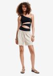 Linen-blend Pull-on Shorts - Light Beige