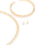 Goldair Gold Cubic Zirconia Tennis Necklace Tennis Bracelet & Earrings Set