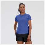 New Balance Woman's Printed Impact Run Ss T -marine Blue Heather - LG