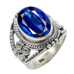 925 Sterling Silver Ring For Women &s Natural Blue Sapphire Ring Sterling Silver Statement Ring September Birthstone Blue Gemsto