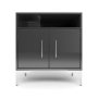 Bam High Gloss 2 Door & Shelf Bedside Table - Black