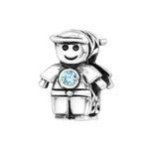 C37-C9519 - 925 Sterling Silver Boy European Charm Bead - Blue Aqua Cz