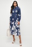 Edit Printed Midi Shirt Dress With Tassel Trim - Navy Single Border