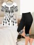 Casual Allover Print Two-piece Short Sleeve T-shirt & Skinny Capris Leggings Outfits Women's Clothing