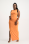 Melanie Open Back Maxi Dress With Slit - Dusty Orange - M