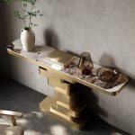Contemporary Extra Long Faux Marble Console Table