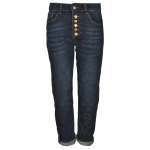 Floral Resin Button Jeans - Dark Blue XL
