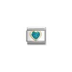 Composable Classic Link Heart Turquoise Glitter