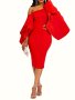One-shoulder Asymmetric Dress Stylish Split Hem Sheath Layered Dress For Party & Banquet Women's Clothing