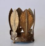 Palm Gold Leaf Candle Holder No Glass 13X10CM