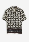 Regular Fit Lyocell Resort Shirt - Light Beige Patterned