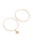 Goldair Gold Diamante Charm & Textured Bangles 2-PACK