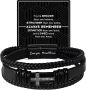 Mens Cross Leather Braided Bracelet Valentines Day Gifts For Him Men