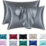 Luxurious Silky Soft Pillowcase - Breathable Skin-friendly Cooling Feel Solid Color With Envelope Closure - Machine Washable