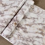 Upgrade Your Home Decor With 1PC Coffee Brown Imitation Marble Pattern Self-adhesive Wallpaper - Waterproof & Oil-proof