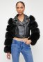 Sissy Boy Festival: Faux Leather Biker With Faux Fur Sleeve Combo Jacket - Black