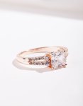 Rose Gold Double Band Cubic Zirconia Ring - M l
