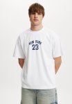 Cotton On Box Fit College T-Shirt - White new York 23 Navy