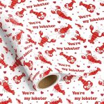 Pineraap Lobster Gift Wrapping Paper Roll For Anniversary 17 In 16.4 Ft Funny Crawfish Birthday Wrapping Paper With Heart Polka