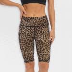 Ladies Leopard Print Bike Shorts With Pocket UP50 - XL