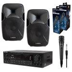 Dj Event Bundle Omega 2.1 Amp Dual 15 Pa Speakers & 2 Free Mics