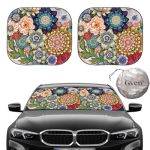 Gven Windshield Sun Shade For Car 2-PIECE Foldable Sunshade For Front Windows Blocks Uv Rays Automotive Interior Sun Protection