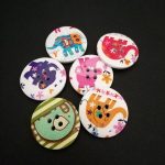 Wooden Printed Elephant Large Buttons 6PCS