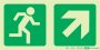 Photoluminescent 190MM Safety Sign -E11-RUNNING Man+diagonal Arrow Up And Right