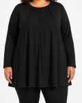 Lds Plain 3PLEATS Tunic - 60 Black